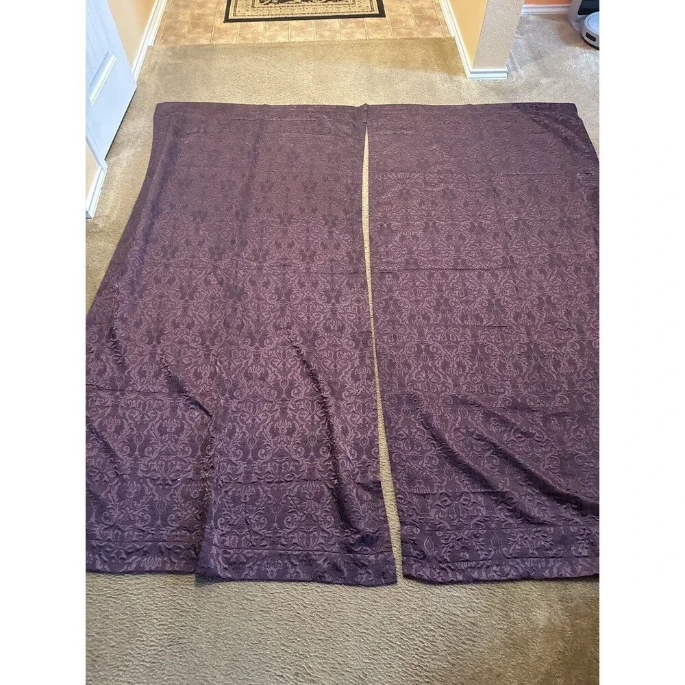VINTAGE CROSCILL Home Curtain Panel Maroon 40”x 86” SET OF 2